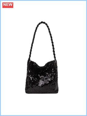 MOSSTYUS Sequin PU Evening Bag Bucket Tote Twisted Handle